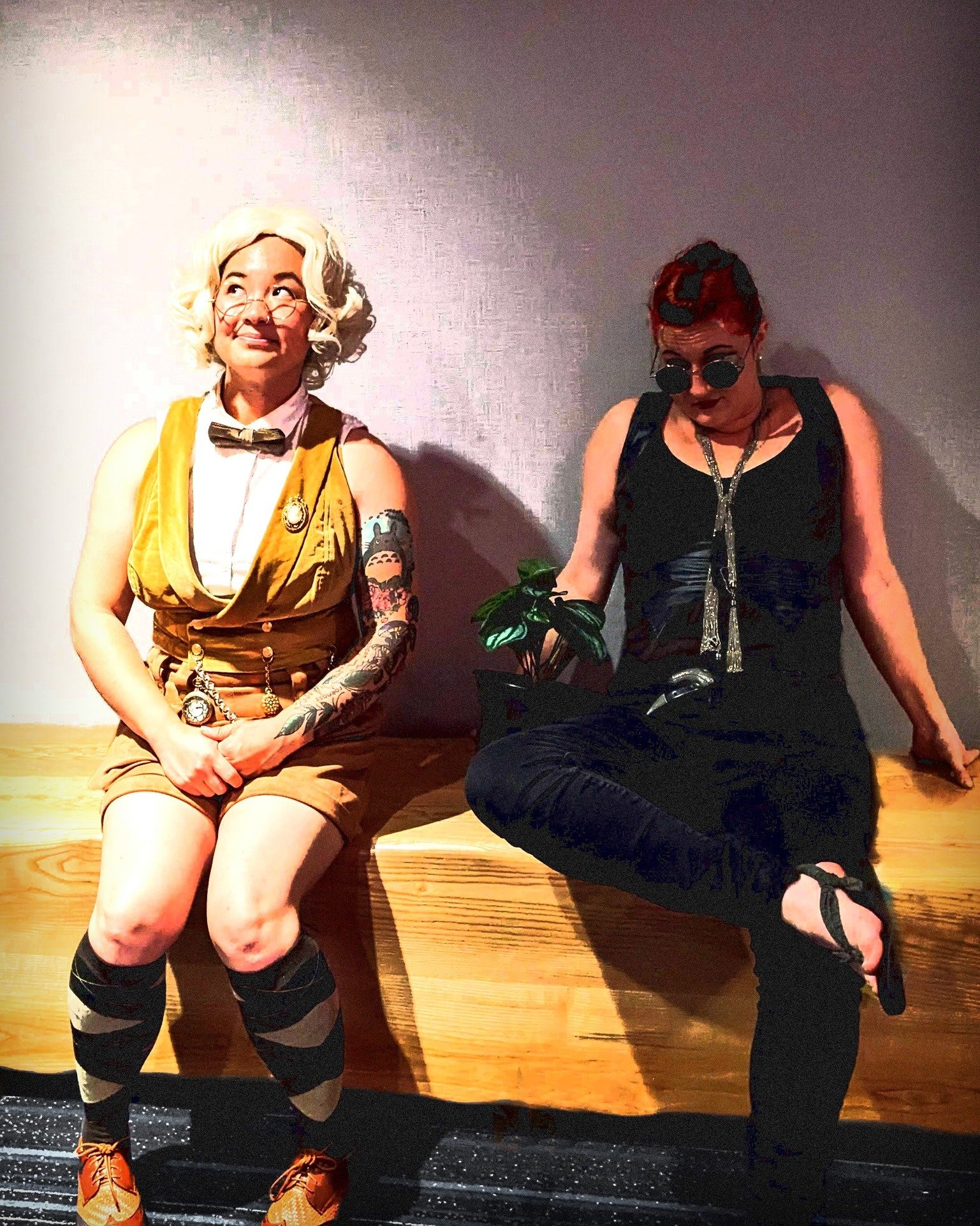 One of our original outfit classic edits for series finale drop day! 

#goodomens #goodomenscosplay #crowleyxaziraphale #cosplay