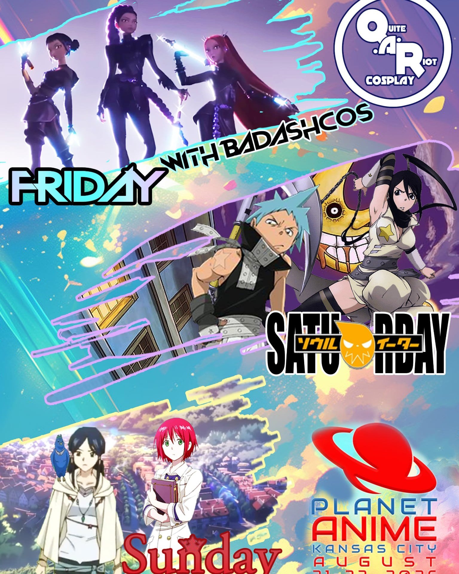 🎶I'mma gonna gear up and take you down!!🎶
🎤😈 Our full #planetanimekc lineup includes...fighting outfits HUNTR/X with @badashcos as our Mira. We are PUMPED to share our first Kpop Demon Hunters cosplay! 🫰See you there!
#cosplaylineup #cosplaylineup2026